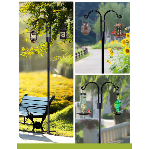 Plant Baskets Garden Plant Hanger Stands 2 Pack 3/5 in Thick for Hanging Bird Feeder Solar Light Lanterns 62 Inch Outdoor Shepherd Double Hook with 5 Prong Base 